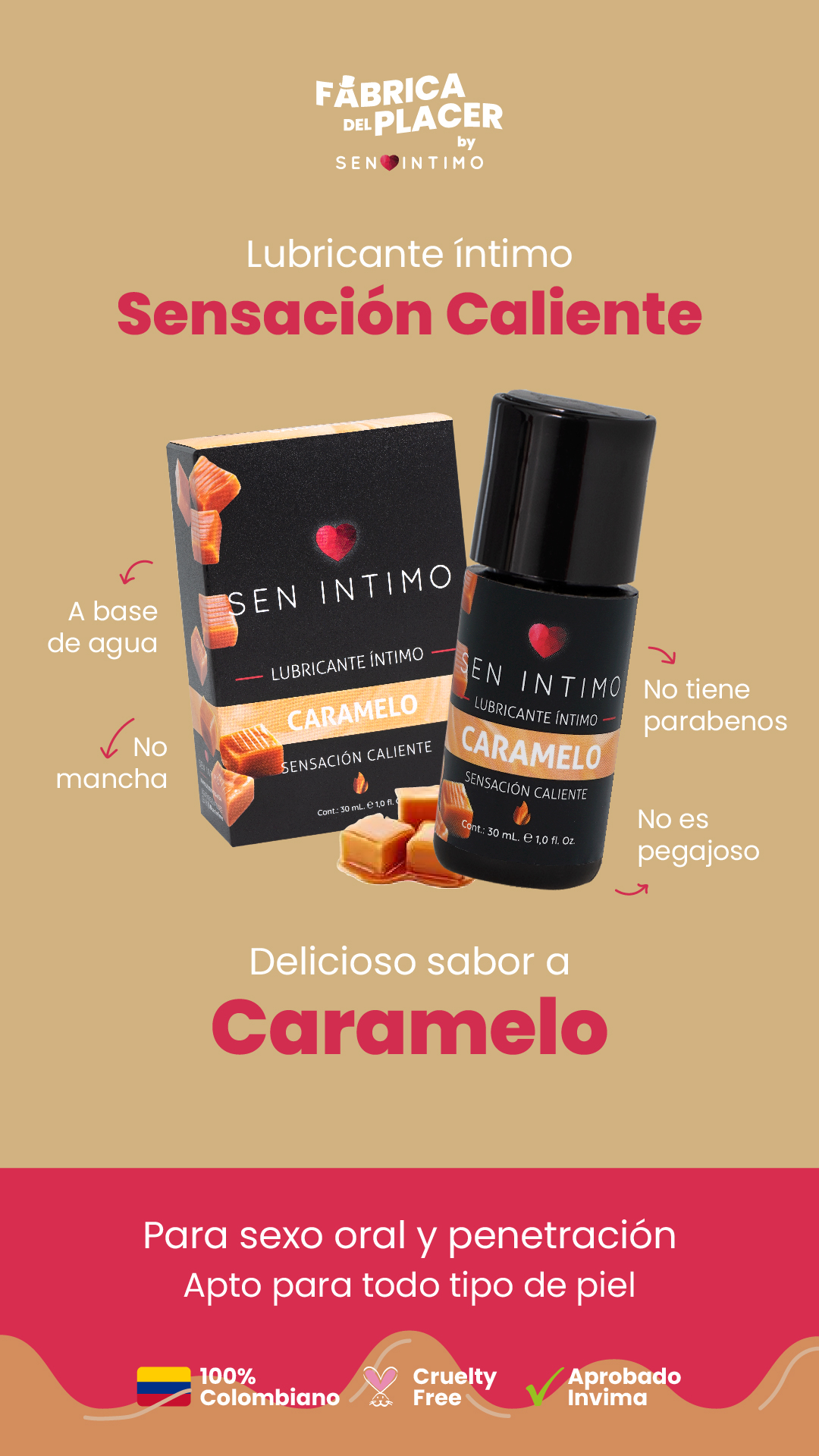 Lubricante Íntimo Caramelo Sensación Caliente X 30 Ml By Sen Íntimo